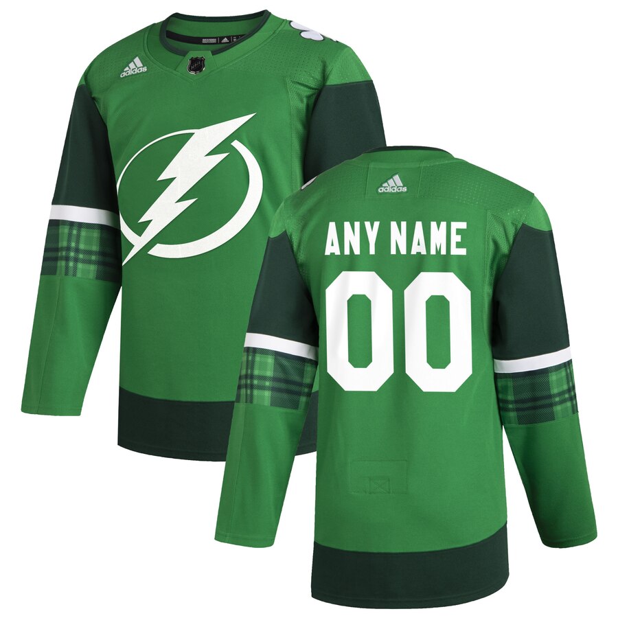Tampa Bay Lightning Men Adidas 2020 St. Patrick Day Custom Stitched NHL Jersey Green->customized nhl jersey->Custom Jersey